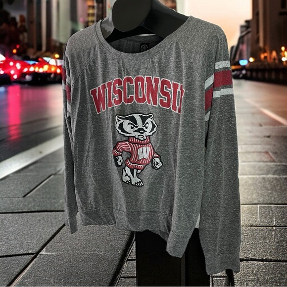 University of Wisconsin Bucky Badger Gray Women’s Size XL Long Sleeve Top - Picture 5 of 9